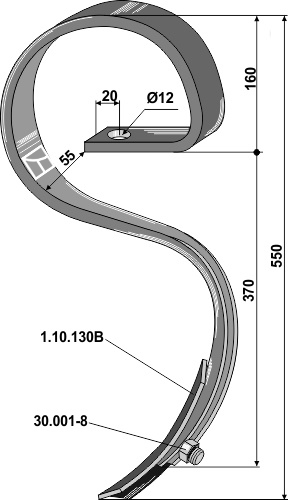 Kongskilde S-tand 32x10 med spids - 01000669
