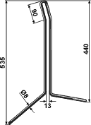 Rabe efterharvetand V-tand lang 535/440 mm