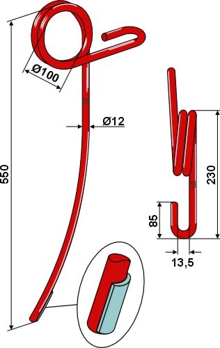 Väderstad efterharvetand 12 mm buet laser cladding forstærket