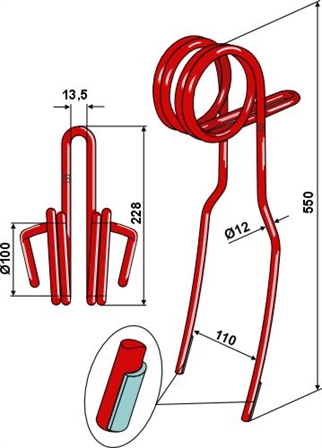 Väderstad efterharvetand 12 mm dobbelt laser cladding forstærket