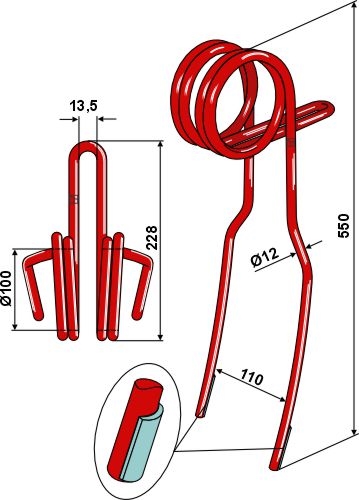 Väderstad efterharvetand 12 mm dobbelt laser cladding forstærket