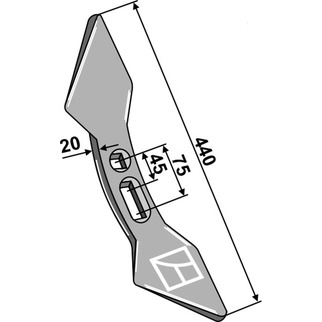 Dobbelt hjerteskær 440 x 135 mm 