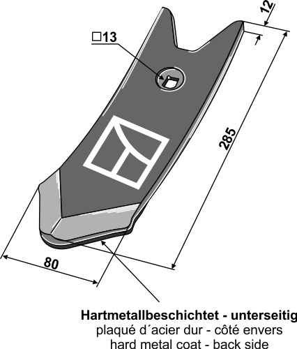 Köckerling Skærspids 285x80x12mm