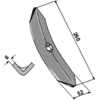 Vendbar spids 260x52x6 mm 