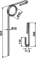 Vieberg efterharvetand Ø16 520 mm