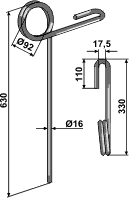 Vieberg efterharvetand Ø16 630 mm