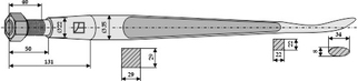 Lige frontlæssertand M20 med flad spids 1100 mm