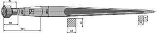 Lige frontlæssertand M20 med spids 1100 mm