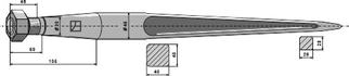 Lige frontlæssertand M28 med spids 1240 mm