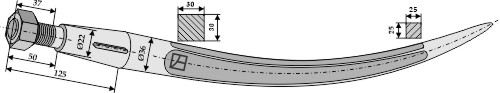 Krum frontlæssertand M20 med spids 600 mm