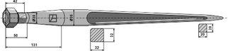 Lige frontlæssertand M20 med spids  810 mm