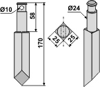 Rau tand 170 mm (25 x 25 mm)