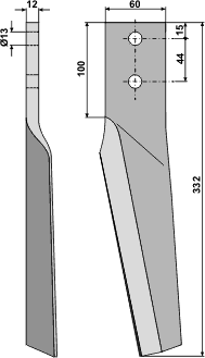 Maschio tand 12 x 332 mm venstre