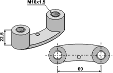 Maschio dobbelt tandmøtrik M16X1,5 ØØ60 mm