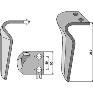 Kverneland/Maletti PH13  tand Ø17 mm højre 010146