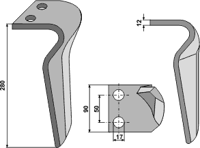 Kverneland/Maletti PH13  tand Ø17 mm venstre