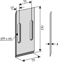 Vogel & Noot 70x150 ØØ51 (huller Ø9x64)