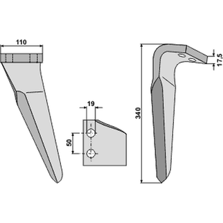 Kverneland/Maletti NG18 tand Ø19 mm venstre 070146