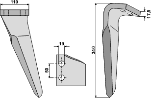 Kverneland/Maletti NG18 tand Ø19 mm venstre