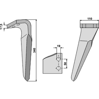 Kverneland/Maletti NG18 tand Ø19 mm højre 080146