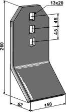Väderstad slidstykke for slæbetand 150 mm bred m.buk