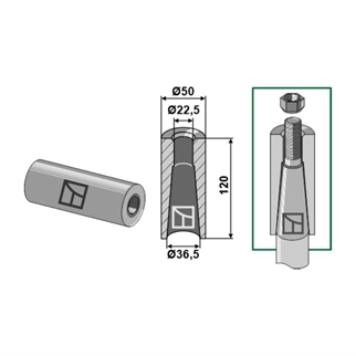 Svejsebøsning M20/22 120x50 mm