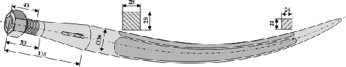 Krum frontlæssertand M20 med spids 810 mm