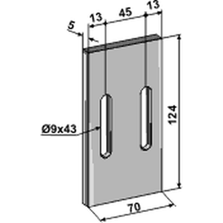 Lely 70x124 ØØ45 (huller Ø9x43) 