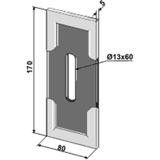 Rabewerk 80x170 (hul Ø13x60) med hårdmetalbelægning vendbar 84060009