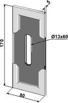 Rabewerk 80x170 (hul Ø13x60) med hårdmetalbelægning vendbar