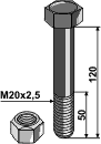 Maschio bolt M20x2,5x120 mm