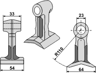 Hammerslagle Ø23,0 mm 33 x 54 mm R=110