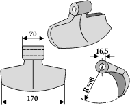 Hammerslagle Ø16,5 mm 70 x 170 mm R=88