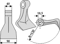 Hammerslagle Ø18,5 mm 40 x  90 mm R=120