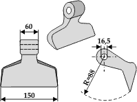Hammerslagle Ø16,5 mm 60 x 150 mm R=88