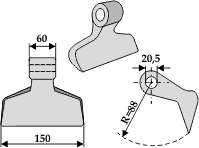 Hammerslagle Ø20,5 mm 60 x 150 mm R=88