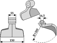 Hammerslagle Ø16,5 mm 55 x 150 mm R=100