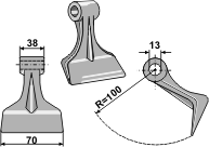 Hammerslagle Ø13,0 mm 38 x  70 mm R=100