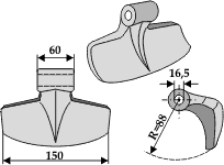 Hammerslagle Ø16,5 mm 60 x 150 mm R=88