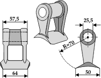 Hammerslagle Ø25,5 mm 57,5 x 64 mm R=70