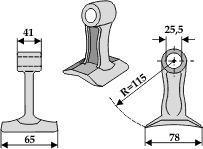 Hammerslagle Ø25,5 mm 41 x  65 mm R=115