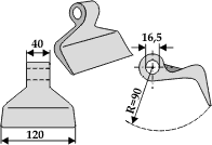 Hammerslagle Ø16,5 mm 40 x 120 mm R=90