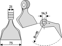 Hammerslagle Ø16,5 mm 21 x  75 mm <br> R=95