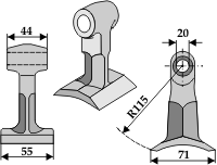 Hammerslagle Ø20,0 mm 44 x  55 mm  R=115