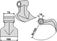 Hammerslagle Ø18,0 mm 75 x 100 mm  R=100