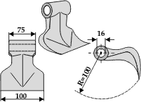 Hammerslagle Ø16,0 mm 75 x 100 mm  R=100