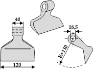 Hammerslagle Ø18,5 mm 40 x 120 mm R=110