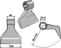 Hammerslagle Ø25,5 mm 40 x 120 mm R=110