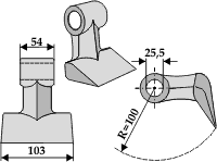 Hammerslagle Ø25,5 mm 54 x 103 mm R=100