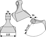 Hammerslagle Ø16,0 mm 36 x 115 mm R=110 J1891002